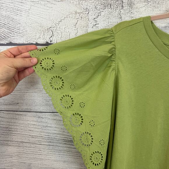 Old Navy Plus Size Green Flutter Eyelet Sleeve Summer Top Size 4X - Picture 2 of 7